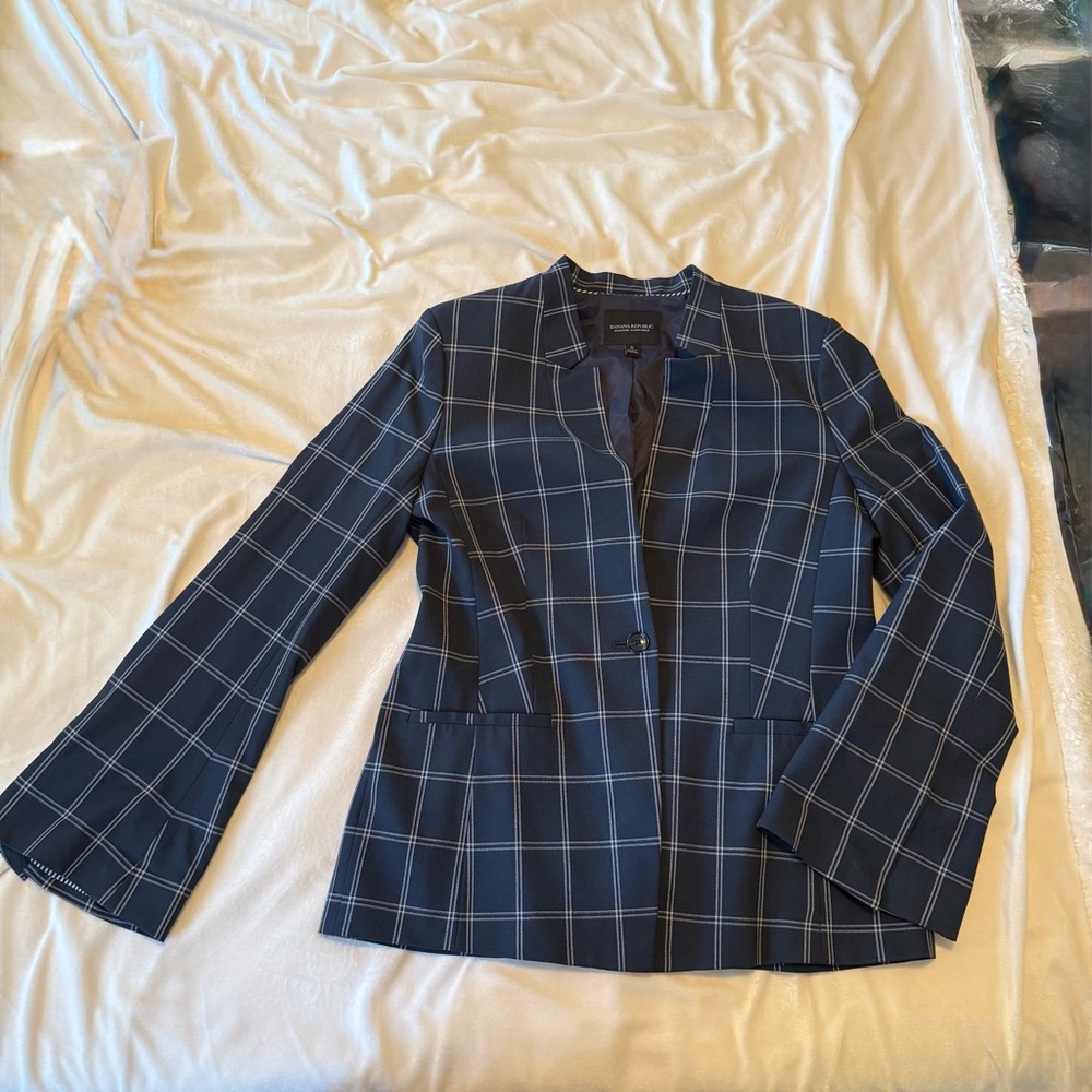 Banana Republic Navy Checkered Blazer